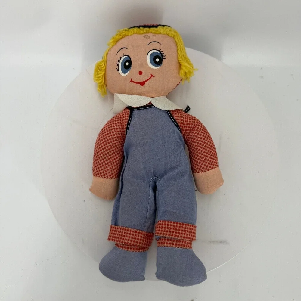 Vtg cloth rag doll googly-eyes manufactured in Hong Kong 100% Cotton